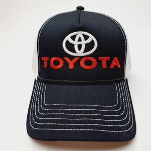 Curved Bill Trucker Mesh Snapback Cap Hat Black Embroidered